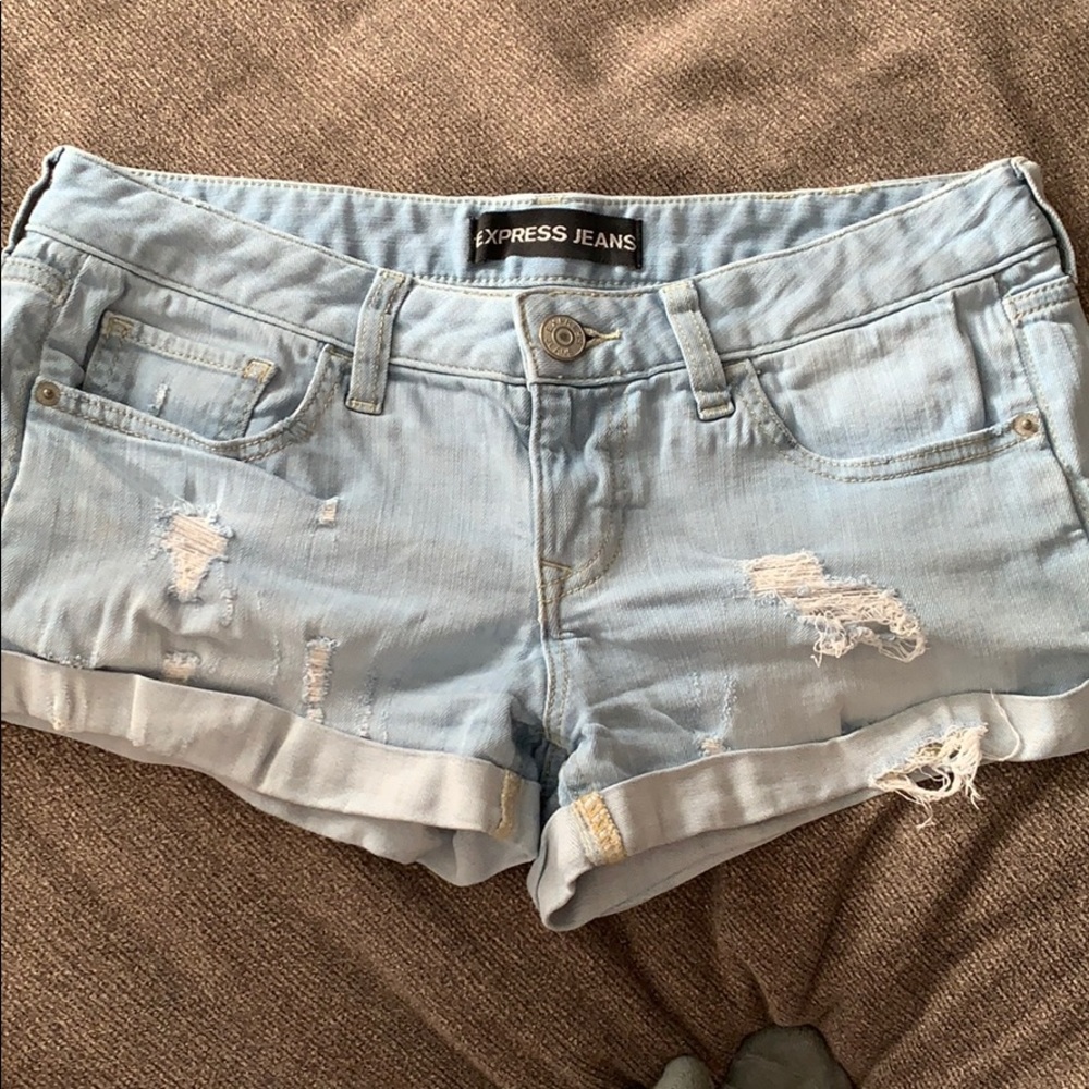 Express Ripped Cuffed Hem Denim Shorts
